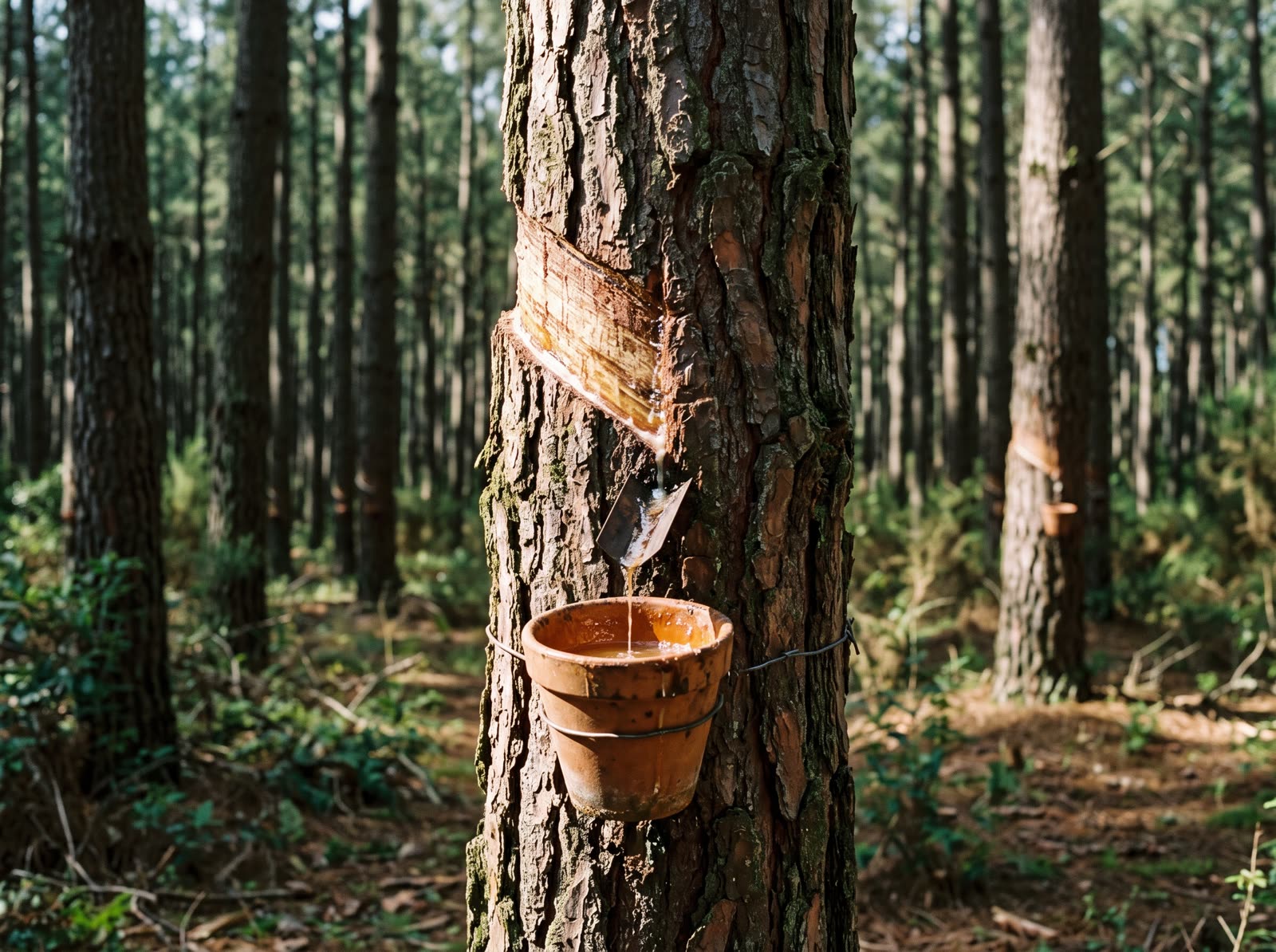 Pine resin tapping
