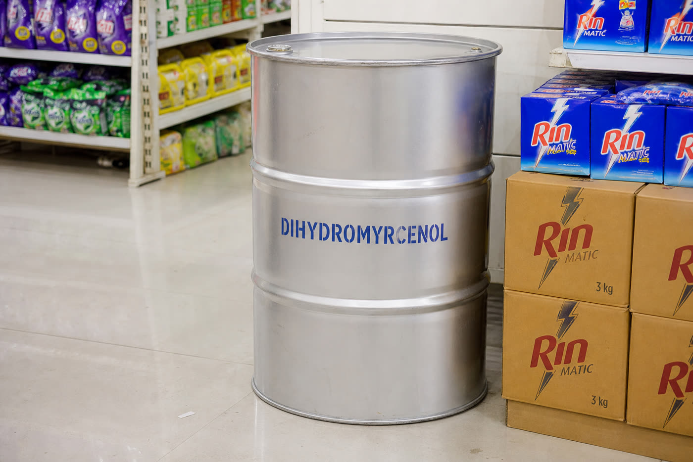 Dihydromyrcenol packed for despatch