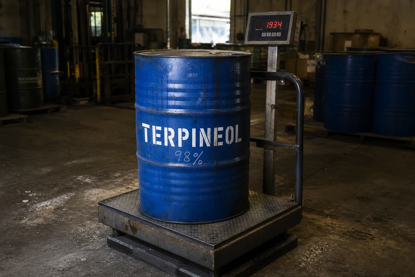 Terpineol packed for despatch